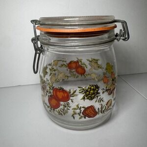 Vintage 1970's Arcoroc FRANCE SPICE OF LIFE 3/4 LITER LOCKING LID CANISTER Jar